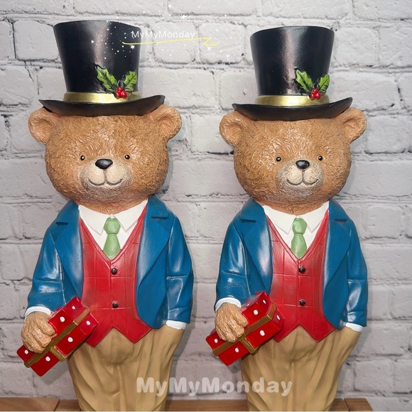 Ralph Lauren Inspired Teddy Bear Figurine Set of 2 - Picture 2 of 6